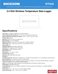 Thumbnail of document Data Sheet - WTG 2.4 GHz Wireless Temperature Data Logger